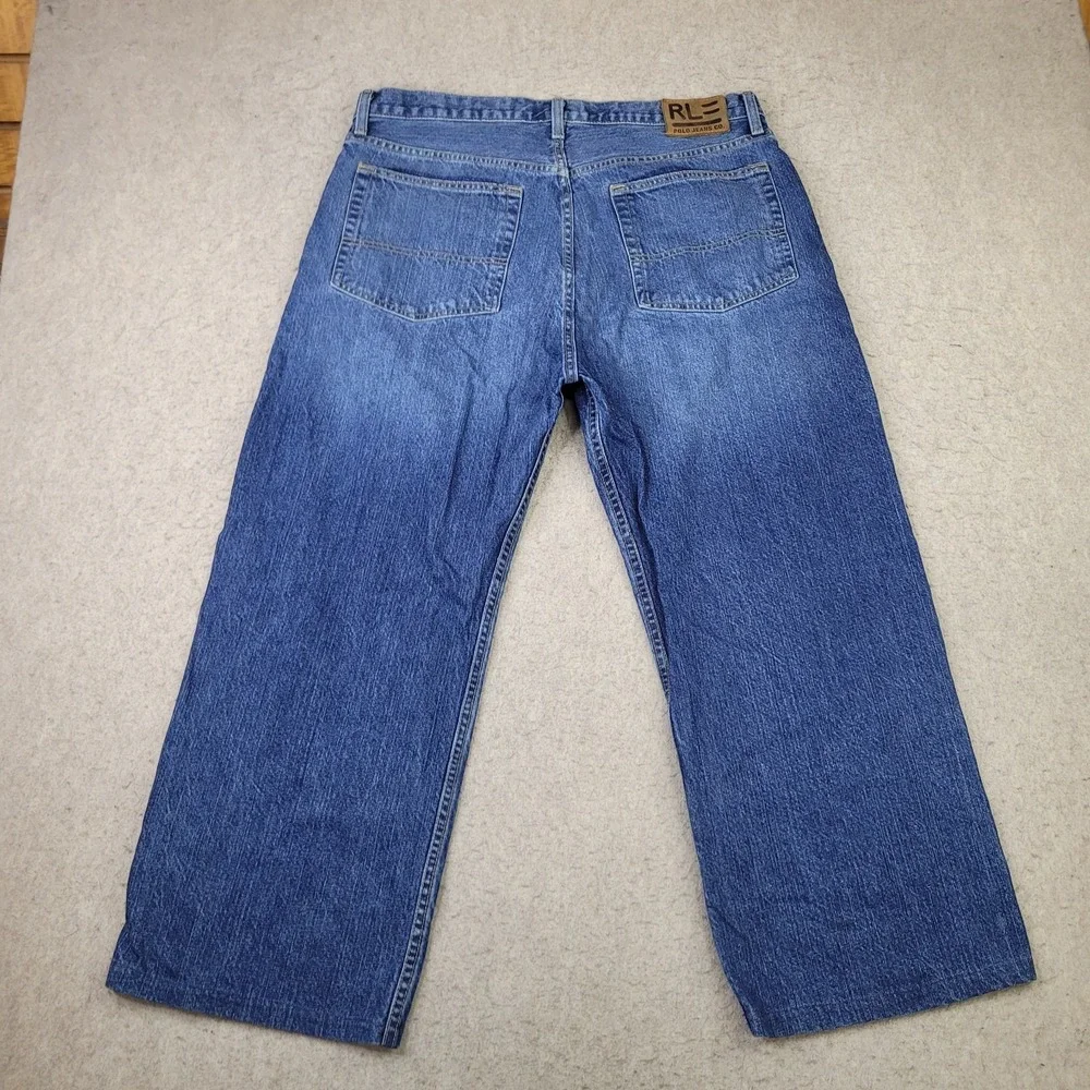 Polo Jeans Ralph Lauren Woodrow‎ Blue Jeans Baggy 36x25 Medium Wash Vintage